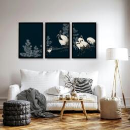Rackhams Living Room Gallery Wall - Set of 3 Asian Inspired Wall art Prints - 20 x 30 in / 50 x 76 cm - Matte Museum Quality Art Paper 290 gsm - Oak Frame - thumbnail 6