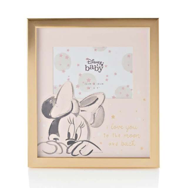 Rackhams Minnie I Love You To The Moon and Back Photo Frame New Baby Gift - 6 x 4 inches - MDF - Gold - image 1
