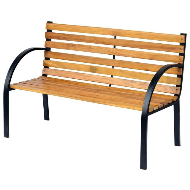 Rackhams Garden Bench, 122Lx60Wx80H cm-Steel/Wood - image 1
