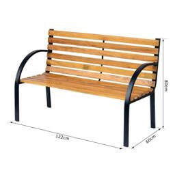 Rackhams Garden Bench, 122Lx60Wx80H cm-Steel/Wood - thumbnail 3