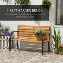Rackhams Garden Bench, 122Lx60Wx80H cm-Steel/Wood - thumbnail 4