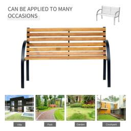 Rackhams Garden Bench, 122Lx60Wx80H cm-Steel/Wood - thumbnail 6