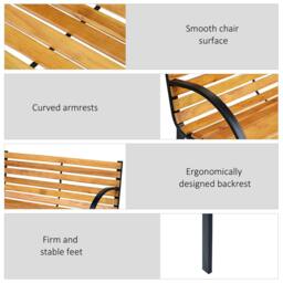 Rackhams Garden Bench, 122Lx60Wx80H cm-Steel/Wood - thumbnail 5