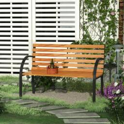 Rackhams Garden Bench, 122Lx60Wx80H cm-Steel/Wood - thumbnail 2