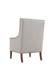 Rackhams Burlap High Back Studded Armchair with Cushion - Grey - thumbnail 5