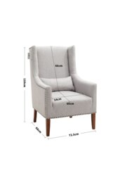 Rackhams Burlap High Back Studded Armchair with Cushion - Grey - thumbnail 3