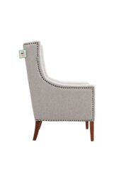 Rackhams Burlap High Back Studded Armchair with Cushion - Grey - thumbnail 4