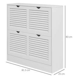 Rackhams 2 Drawers Entryway Shoe Cabinet, Narrow Shoe Storage Cabinet with 2 Flip Drawers, Louvred Door Design and Adjustable Shelves, White - thumbnail 3