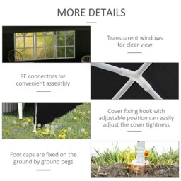 Rackhams 6m x 3m Garden Gazebo Marquee Canopy Party Tent Canopy Patio Black - thumbnail 4