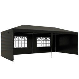 Rackhams 6m x 3m Garden Gazebo Marquee Canopy Party Tent Canopy Patio Black - thumbnail 2