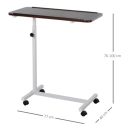 Rackhams C-Shaped Mobile Table Sofa Over Bed Side Nightstand w/ Casters - Black - thumbnail 4