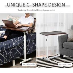 Rackhams C-Shaped Mobile Table Sofa Over Bed Side Nightstand w/ Casters - Black - thumbnail 5
