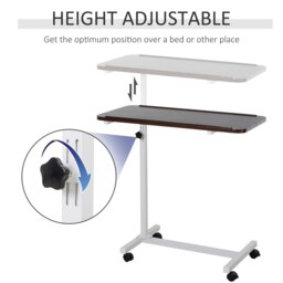 Rackhams C-Shaped Mobile Table Sofa Over Bed Side Nightstand w/ Casters - Black - thumbnail 6
