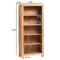 Rackhams Logan Light Mango Large Open Bookcase - Wood - 1 - 75CM X 35CM X 175CM  (LXDXH) - thumbnail 3