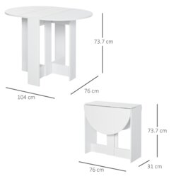 Rackhams Folding Dining Table Foldable Drop Leaf Dinner Table for Kitchen - White - thumbnail 4