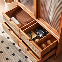 Rackhams Fritzy Rattan Wardrobe With Coat Hanger & Sliding Glass Doors - thumbnail 5