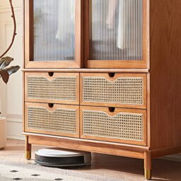 Rackhams Fritzy Rattan Wardrobe With Coat Hanger & Sliding Glass Doors - thumbnail 4