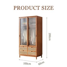 Rackhams Fritzy Rattan Wardrobe With Coat Hanger & Sliding Glass Doors - thumbnail 6