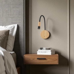 Rackhams 3 Watt LED Flexible Wooden Reading Lamp - Black Finish