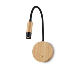 Rackhams 3 Watt LED Flexible Wooden Reading Lamp - Black Finish - thumbnail 2