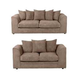 Rackhams Dylan Jumbo Cord 3+2 Seater Fabric Sofa in Coffee - 3 Seater & 2 Seater Set - thumbnail 2