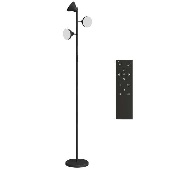 Rackhams Three-Lamp Multi-Adjustable Floor Light - Black