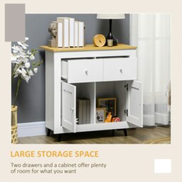 Rackhams Sideboard Storage Cabinet Freestanding Kitchen Cupboard with Drawers - White - thumbnail 4