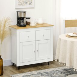 Rackhams Sideboard Storage Cabinet Freestanding Kitchen Cupboard with Drawers - White - thumbnail 1