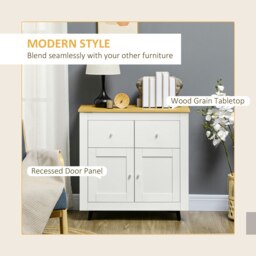 Rackhams Sideboard Storage Cabinet Freestanding Kitchen Cupboard with Drawers - White - thumbnail 3