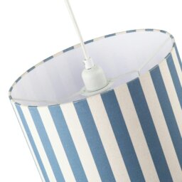 Rackhams Amparo Blue and Oatmeal Linen Striped Drum Lampshade with Fabric Inner - thumbnail 3