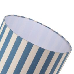 Rackhams Amparo Blue and Oatmeal Linen Striped Drum Lampshade with Fabric Inner - thumbnail 5