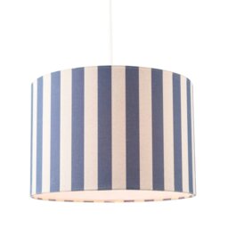 Rackhams Amparo Blue and Oatmeal Linen Striped Drum Lampshade with Fabric Inner - thumbnail 2