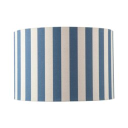 Rackhams Amparo Blue and Oatmeal Linen Striped Drum Lampshade with Fabric Inner - thumbnail 4