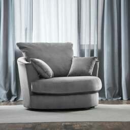 Rackhams Fernando Plush Velvet Swivel Chair - Grey
