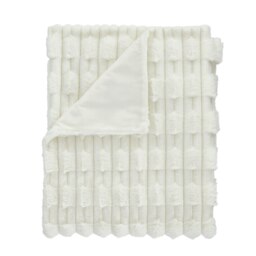 Rackhams So Soft Carved Faux Fur Blanket Throw - Cream - 150 x 200 cm - thumbnail 5