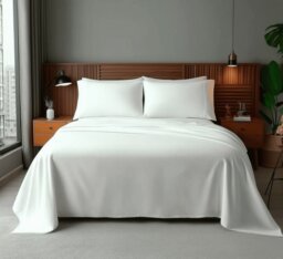 Rackhams Microfibre Soft Touch Flat Sheet Plain Dyed Bed Linen - Double - Sky - thumbnail 2