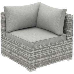 Rackhams Outdoor PE Rattan Corner Sofa, Garden Wicker Furniture Single Sofa Chair w/ Cushions, Light Grey - thumbnail 1