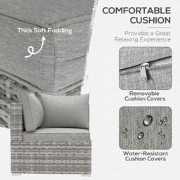 Rackhams Outdoor PE Rattan Corner Sofa, Garden Wicker Furniture Single Sofa Chair w/ Cushions, Light Grey - thumbnail 5