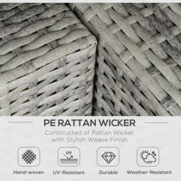 Rackhams Outdoor PE Rattan Corner Sofa, Garden Wicker Furniture Single Sofa Chair w/ Cushions, Light Grey - thumbnail 4