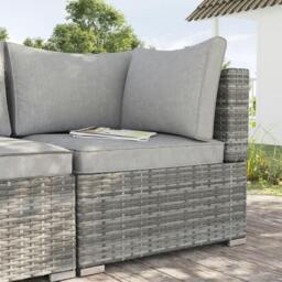 Rackhams Outdoor PE Rattan Corner Sofa, Garden Wicker Furniture Single Sofa Chair w/ Cushions, Light Grey - thumbnail 2