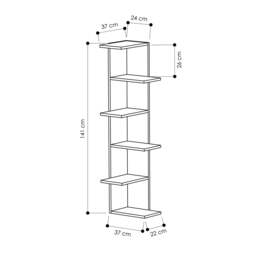 Rackhams Saso Modern Corner Bookcase Display Unit Medium 141(H)cm - White - thumbnail 4