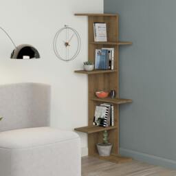 Rackhams Saso Modern Corner Bookcase Display Unit Medium 141(H)cm - White - thumbnail 2