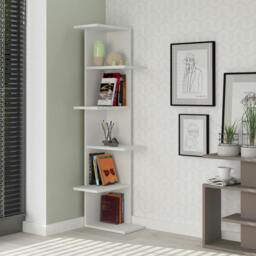 Rackhams Saso Modern Corner Bookcase Display Unit Medium 141(H)cm - White