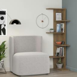 Rackhams Saso Modern Corner Bookcase Display Unit Medium 141(H)cm - White - thumbnail 6