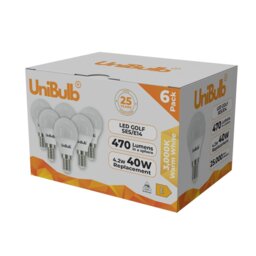 Rackhams LED Golf Ball E14 470lm 4.2W 3000K (Warm White) Light Bulb - Pack of 6 - thumbnail 2