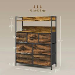 Rackhams Rustic Chest of Seven Fabric Drawers - Rustic Brown - thumbnail 3