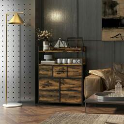 Rackhams Rustic Chest of Seven Fabric Drawers - Rustic Brown - thumbnail 6