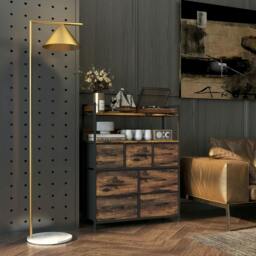 Rackhams Rustic Chest of Seven Fabric Drawers - Rustic Brown - thumbnail 2