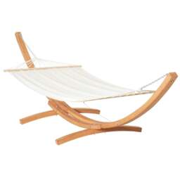 Rackhams Outdoor Garden Hammock with Wooden Stand Swing Hanging Bed for Patio White - thumbnail 1