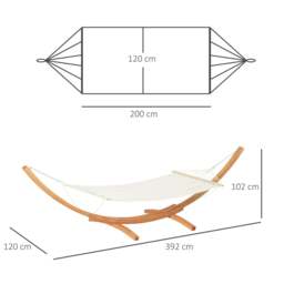 Rackhams Outdoor Garden Hammock with Wooden Stand Swing Hanging Bed for Patio White - thumbnail 3